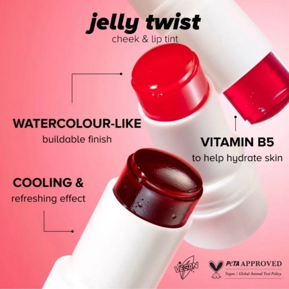 NIB Lottie London Jelly Twist “Berry Burst” Blush Lip Tint 0.28-oz